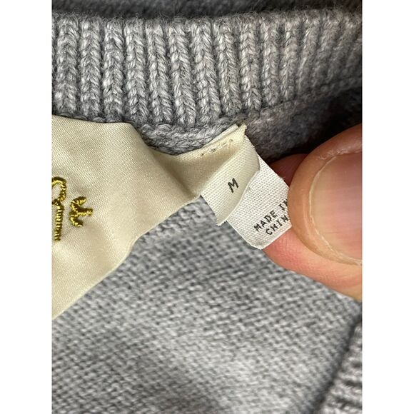 Anthropologie HWR Monogram Women's M Gray Tunic Button Tree Sweater Asymmetric‎ - Picture 6 of 10